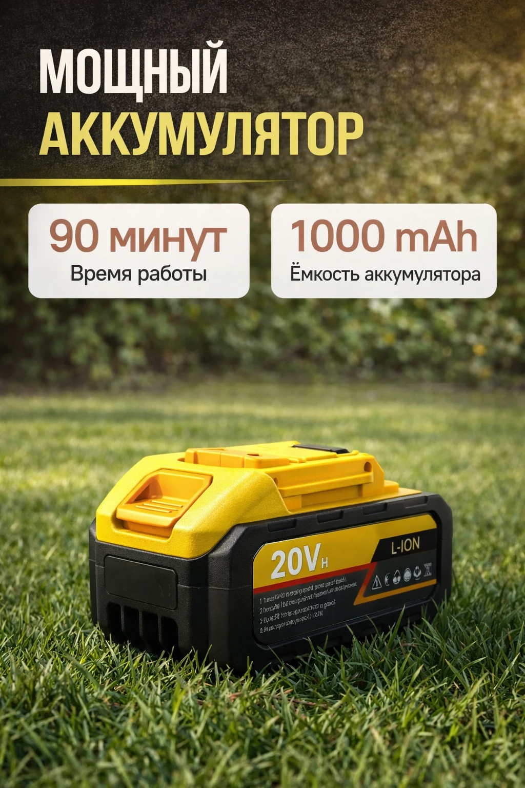 Аккумуляторный триммер в работе